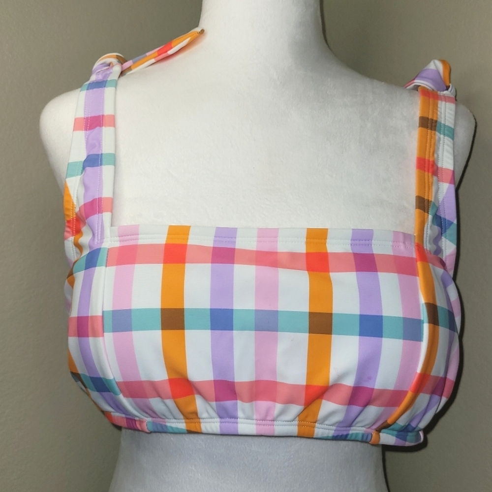 NWT! Kona Sol Bikini Checkered Top, Size XL (16)